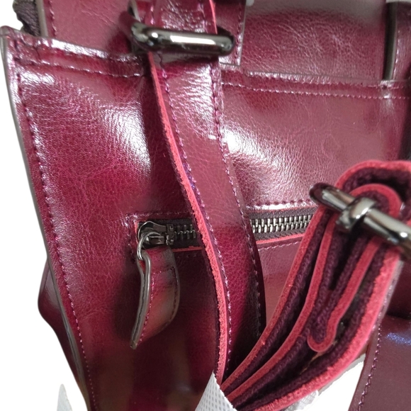 Burgundy Leather Backpack for Women